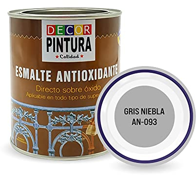 RC ocio Pintura antioxidante exterior para metal minio Pinturas esmalte antioxido para galvanizado, hierro, forja, barandilla, chapa para interiores y exteriores - Lata 750ml(Gris Niebla)