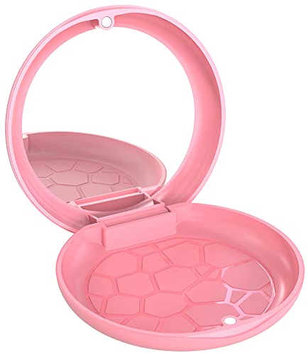 Zahnspangendose, Zahnspangenbox,Spangendose,Gebissdose, Prothesendose, Protesenbehälter, Zahnprothesen Box,mit Aligner Entfernungswerkzeug Aligner Chewies,für Zahnersatz Aufbewahren (Rosa+Spiegel)