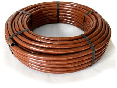 Jardin202 - Tubo Goteo 16 mm Marrón – Bobina Agrícola | Rollo de 100 Metros (con gotero - Autocompensante)