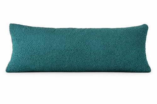Reafort Sherpa Body Pillow Case, Long Fluffy Fleece Pillowcase with Zip, Ultra Soft, Cosy, Decorative, 20 x 53 Inch, Green