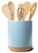 Elanze Designs Glossy X-Large Ceramic Stoneware Cork Bottom Kitchen Utensil Holder, Sky Blue