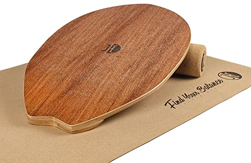 JUCKER HAWAII Balance Board Homerider Surf Rosewood - Balanceboard mit großer Standfläche für bessere Koordination - Surf & Balancetrainer inkl. Korkrolle und Bodenschutzmatte