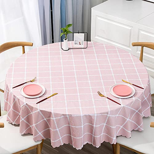 XQSSB Abwaschbar Tischdecke Wasserabweisend Anti Heiß Lotuseffekt Leinenoptik Tischtuch mit Pflegeleicht Fleckschutz Pink EIN Runder Durchmesser Von 180cm