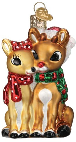 Old World Christmas Rudolph and Clarice Glass Blown Ornament for Christmas Tree