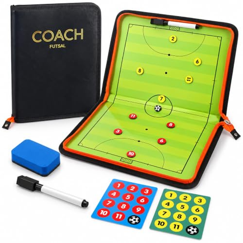 Holzsammlung Profi Taktiktafel - Taktiktafel Fußball - Magnetisch Taktikmappe Fußball mit Marker Stift & Radiergummi