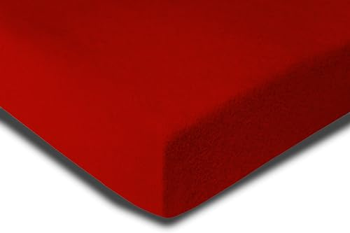 one-home Winter Spannbettlaken Flausch Warm Thermo Fleece Weich Bettlaken Spannbetttücher, Größe:90x200 cm - 100x200 cm, Farbe:rot