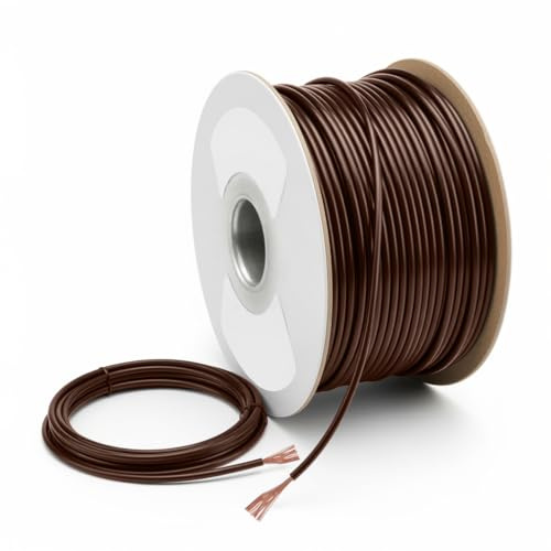 MKGT 12V 24V Single Core Automotive 1.0mm² 2.0mm² Stranded Copper Cable Thin Wall Wire 16.5/25 Amps (BROWN 2.0mm², 50M Roll)