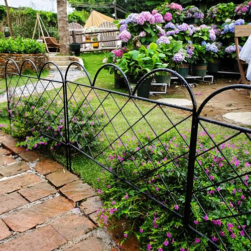 SCENDOR GARDEN 5er-Pack dekorative Gartenzäune, 50.8 cm x 3 m, einfache Montage, Landschaftszäune für Hunde, rostfreie Metallpaneele für draußen, kein Graben, Tierbarriere für den Garten, Gitter