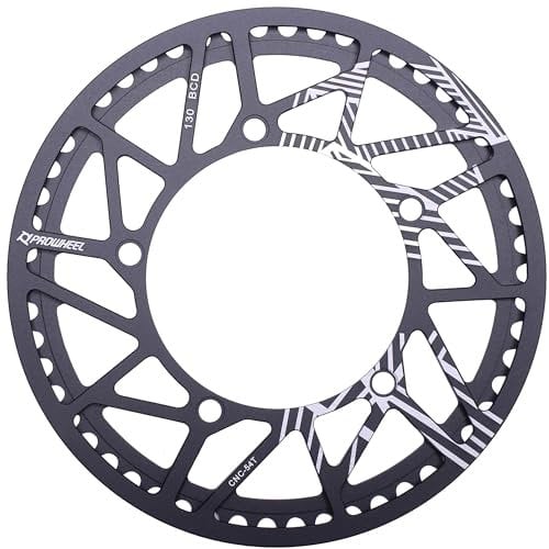 Prowheel Bike 130mm BCD Aluminiumlegierung 6061 CNC 52T/54T/56T/58T/60T Kettenblatt Kettenrad und Ersatz Kettenschutz Schwarz Kettenblatt für 6 bis 12 Geschwindigkeit (56T)