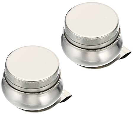 PATIKIL 2 x 1.8 Palette Cups, 2 Pack Paint Pot Container Cup with Lid and Clip Stainless Steel for Oil Painting, Silver