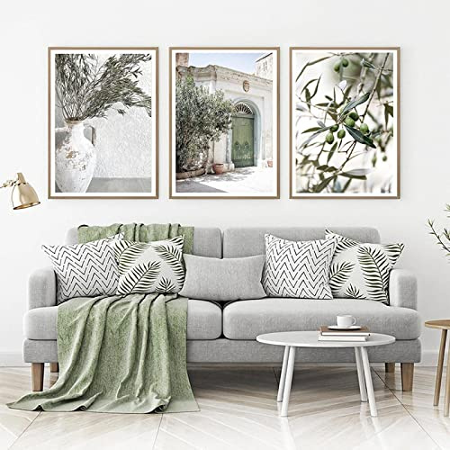 SDVIB Santorini Pastel Village Photography Posters Greece Summer Travel Prints Mediterranean Wall Art Canvas Painting Pictures Decor15.7”x 19.6”(40x50cm) x3 No frame