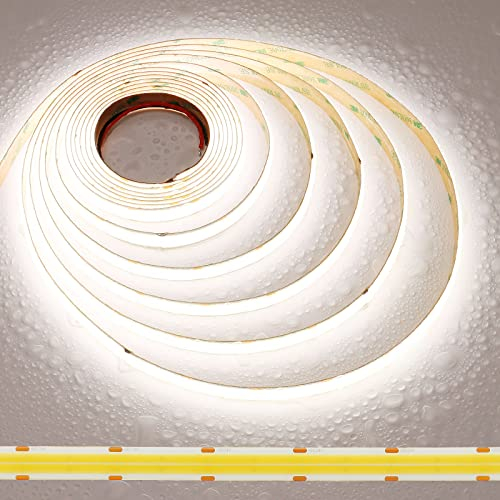 JOYLIT COB LED Streifen 24V 5M Doppelreihe 5000K Weiß Wasserdicht 960LEDs/M CRI 95+, CE UL PRO+ 3200LM/M Ultrahell 125W Dimmbar Selbstklebend Licht Band Beleuchtungszwecke (Nur LED Streifen)