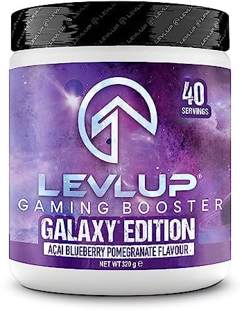 LevlUp Galaxy Edition Gaming Booster - Energy Drink für Gamer - Mit Taurin, Koffein, L-Tyrosin, Vitamin B12 - Açaí, Heidelbeere und Granatapfel - 320g - 40 Portionen