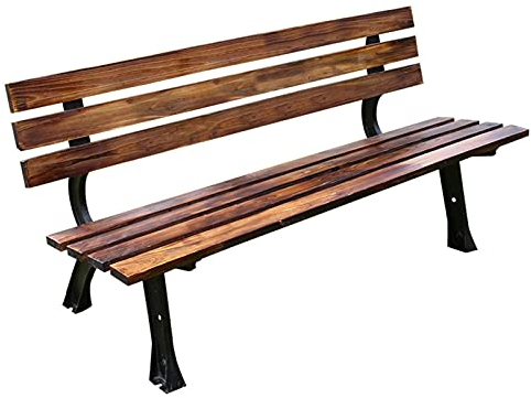 ZMYJTO Gartenbank aus Massivholz mit Rückenlehne, Parkbank aus Holz für den Außenbereich, Stativ aus Gusseisen, rostfrei, Freizeit, Retro-Terrassenmöbel, Terrassenbank, 120 cm / 150 cm