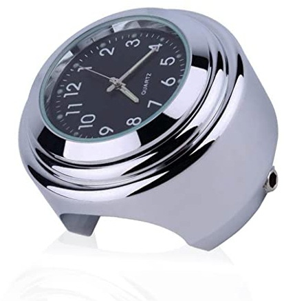 Gearmax® Rundes Zifferblatt Uhr für Motorrad, Verchromte Fahrrad-Zifferblattuhr Wasserdicht Lenker Glow Uhr Taktgeber für Den Motorrad Fahrrad