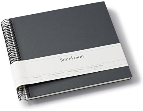 Semikolon 370000 Spiral Album Economy Medium - 23x22,3 cm - Fotoalbum, 40 Seiten cremeweiß, Fotobuch, lava stone grau