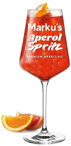polar-effekt Leonardo Puccini Aperol Spritz Weinglas 560 ml mit Wunschgravur - das Geschenk zum Geburtstag und Jubiläum - für Mama und Papa - Stielglas mit Namen - spülmaschinenfestes Aperitifglas