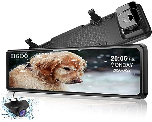 Dash CAM, 12 Coche DVR 4K Cámara Espejo Retrovisor Cámara Dash CAM 1080P Cámara Trasera Cámara De Coche Grabadora De Video Rastreo GPS con Super Night Vision, G-Sensor