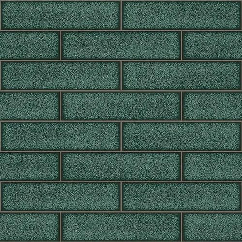 Celadon Gloss Tile Emerald Green Wallpaper - Tiling Effect Bathroom Kitchen - Modern Contemporary Textured Luxury Vinyl