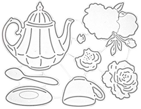 Cutting Dies for Card Making,Cutting Mold Teacup Flower Pattern Educational Carbon Steel DIY Scrapbooking Card Decorative Template for Kids Template
