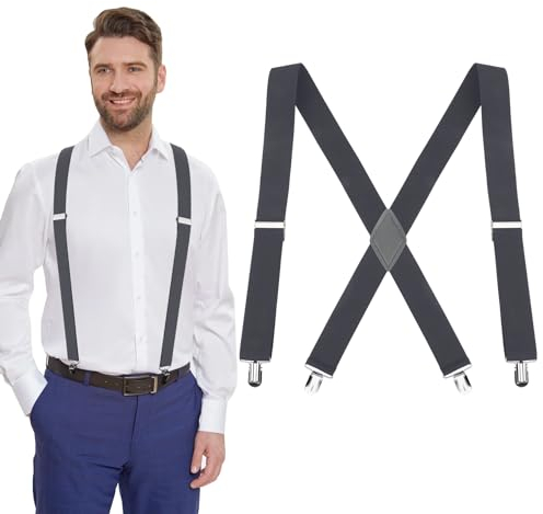 Hosenträger Für Herren Und Damen - Extra Stark, Breit, Für Skihose Und Arbeit - Grau