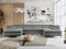 MKS MEBLE Sofa U-Form Grau, Wohnlandschaft U-Form, Sofa mit Schlaffunktion und Bettkasten, Schlafsofa mit Bettkasten, Couch mit Verstellbare Kopfstützen - Peter U - Grau Struktur