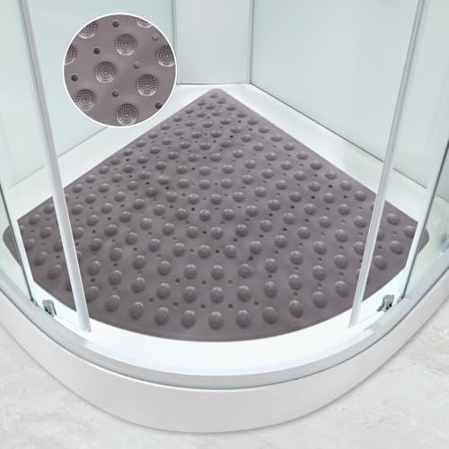 Corner Shower Mat: 70x70 cm Large Sector Bath Mat Non Slip with Suction Cups - Foot Scrubber Mat Massage Anti Fatigue - Quadrant Bathroom Floor Mat for Walk-in Shower Tray
