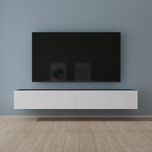 Mai & Mai Mobile TV 200x40,2x30cm, Antracite opaco+Bianco opaco | Mobile TV per Televisore, Armadietto per TV Basso Soft-close con Ante per Soggiorno, Camera da Letto Fernsehschrank02