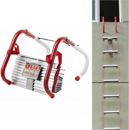 YXCMD Fluchtleiter, Strickleiter, Metall-Fluchtleiter, tragbare Feuerleiter, Leiter, Rettungsleine, Feuerleiter, Feuerleiter, Feuerleiter aus Aluminiumlegierung, Sicherheitsseil für den Außenbereich(4