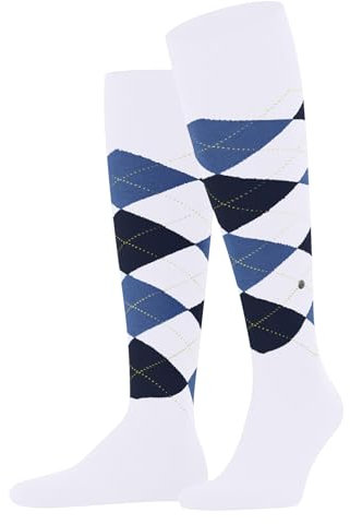 Burlington Herren Kniestrümpfe King M Kh Baumwolle lang gemustert 1 Paar, Weiß White 2002, 40-46