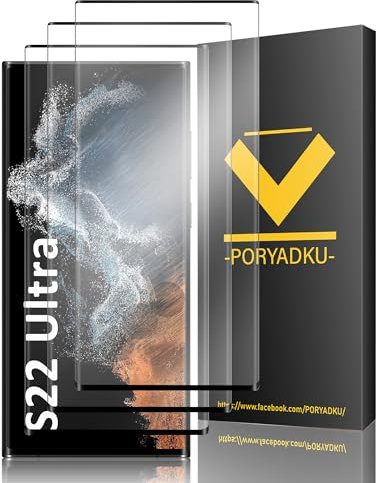 Protector de Pantalla para Samsung Galaxy S22 Ultra 3 Piezas, 3D Cobertura Completa, Sensible al Tacto, HD Transparente Samsung S22 Ultra 5G Vidrio Templado-1