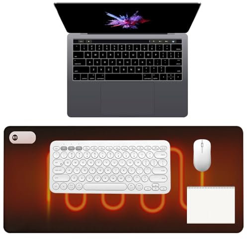 PLLYPE Beheizte Schreibtischunterlage, 80x33cm Beheiztes Mauspad Wasserdichter Leder, Tischunterlage Beheizte mit Automatischer Abschaltung, Große Mausmatte mit Heizung für PC, Laptop, Zuhause, Büro