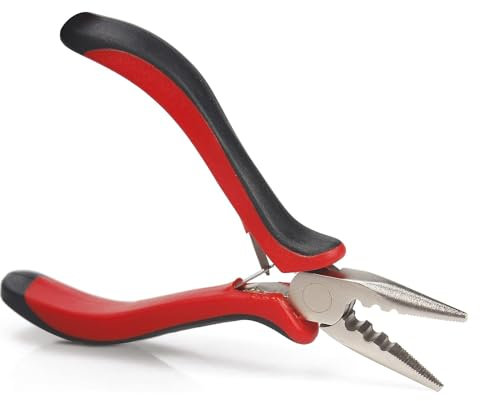 CVNRCLP Mini Needle Nose Pliers with 3 Holes and Serrated Jaws - Ideal for Micro Nano Ring Hair Extensions, Jewelry Making, Wire Bending, and Gripping Small Objects (1 Piece)