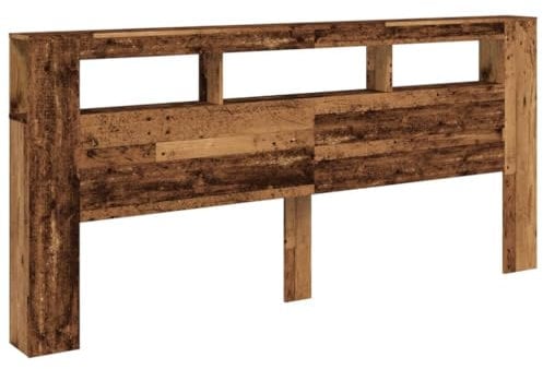 vidaXL LED-Kopfteil Altholz-Optik 220x18,5x103,5 cm Holzwerkstoff, Kopfteil, Kopfteil Bett, Kopfteil mit Ablagen, Bettkopfteil, Kopfteil mit Stauraum