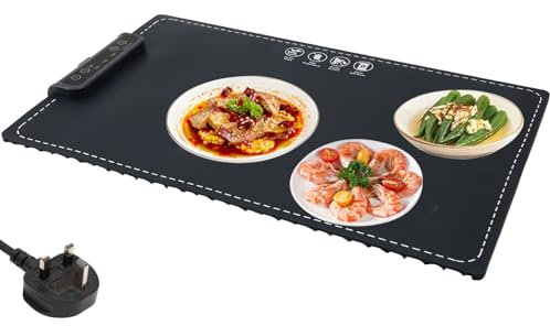 Food Warming Mat, Electric Warming Tray with 3 Level Adjustable Temperature and Timer, Foldable Silicone Food Warmer for Buffet, Family Gatherings, Party