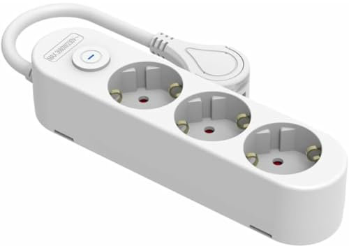Silver Electronics - Base eléctrica multienchufe Protek Plus 3 Tomas con Interruptor Cable 1,5m IP20 Blanco