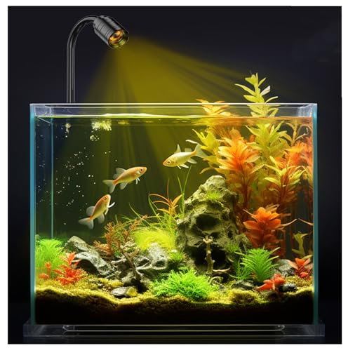 Nano Aquarium LED Beleuchtung, Fischtank LED Lampe Zoom Licht, dimmbare Lampe 3 Farben, Zoom-Linse, Fischtank Beleuchtung Sopt Licht für Fischtank Landschaftsgestaltung Süßwasser und Salzwasser