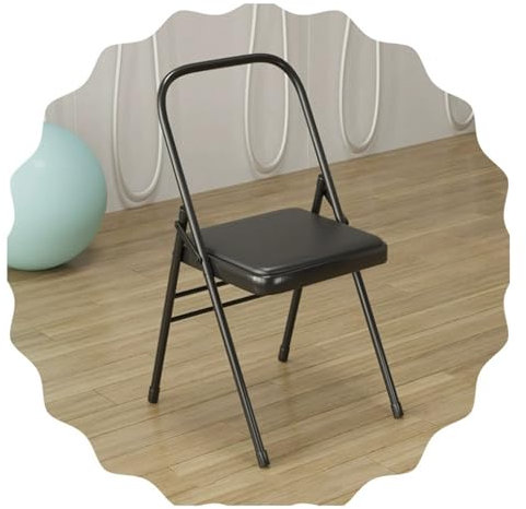 RTVGNSZSJL Faltbarer Yoga-Hilfsstuhl, Tragbarer Klappbar Yoga Stuhl Rückenfreier Fitnessstuhl,Erwachsene Flexibilität/Rückenstütze,Weiß, Braun(Black)