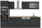 Vicco Küchenzeile R-Line, Anthrazit Landhaus/Anthrazit, 300 cm mit Hochschrank, ohne Arbeitsplatte