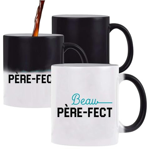 Père-fect Tasse Magique Beau 2 | Mug qui change couleur avec la chaleur | Idée Cadeau Beau-Papa Humour Original Noël Anniversaire Famille Amour Fête des Pères