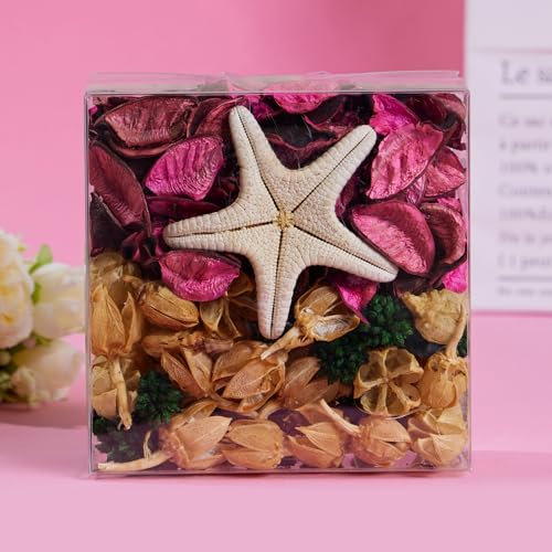 Pretysnow Pink Rose Scented Potpourri Sachet Bags| Long-Lasting Potpourri Bowl Filler | Home Dried Flowers Vase Decor Fragrance for Bathroom Living Room Bedroom Office, Coastal Style - 4.9oz