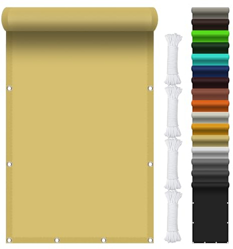 Voile Ombrage Rectangulaire Étanche 150 x 400 cm UV Protection Rectangulaire Voile Dombrage avec Oeillets et Cordons pour Jardin Extérieur Terrasse, Jaune Sable