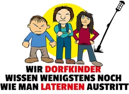 mrdeco Holzschild 12x18cm Wir Dorfkinder wissen Spruch Holz Schild