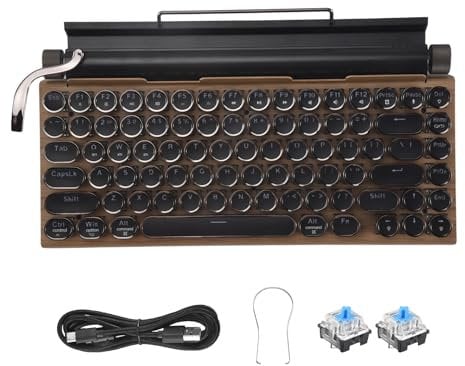 Xiniy Retro Typewriter Keyboard Wireless Bluetooth Mechanical Keyboards 83 Keys Computer Keyboard for Laptop PC Gaming