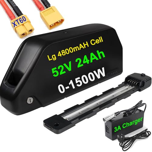 (UK WAREHOUSE) Ebike Battery 52V 24Ah with Charger Power Switch Hailong Lithium ion Electric Bicycle Battery for 52V 1500W 1000W 700W 550W 300W 200W Ebike Conversion Kit Motor
