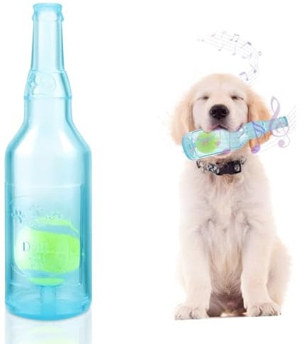 SUOXU Squeaky Dog Toys, Rubber Bottle Toys With Tennis Balls for Small Medium Dog Outdoor Training Summer Swimming Pool Interactive Puppy Chew Teeth Cleaning Care