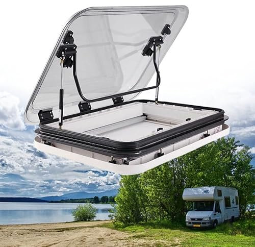 RV Skylight w/LED Light RV Caravan Roof Vent Hatch Aluminum Alloy Skylight Window LED Skylight Camper Roof Window Vent Kit RV Roof Top Vent Kit,800x500mm