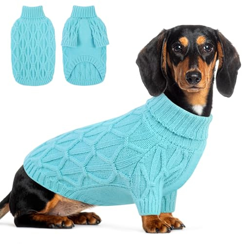 Queenmore liten hundtröja, vinterhundtröjor för små hundar, sjöblå