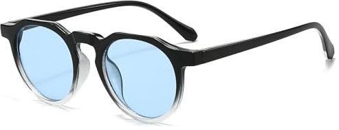 Long Keeper Retro Runde Sonnenbrille Damen Herren Kleine Vintage Getönte Sonnenbrille Rund Nachtfahrbrille Unisex Mode Runde Brille mit UV400 Schutz