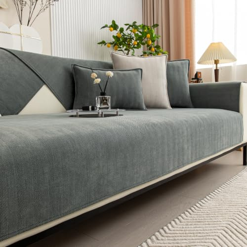 kuchenuten Sofaschoner rutschfest - Sofa Überzug L Form 1/2/3/4 Sitzer, Sofaschoner Couch Überzug, Sofa Überwurf, Grau,110x160cm